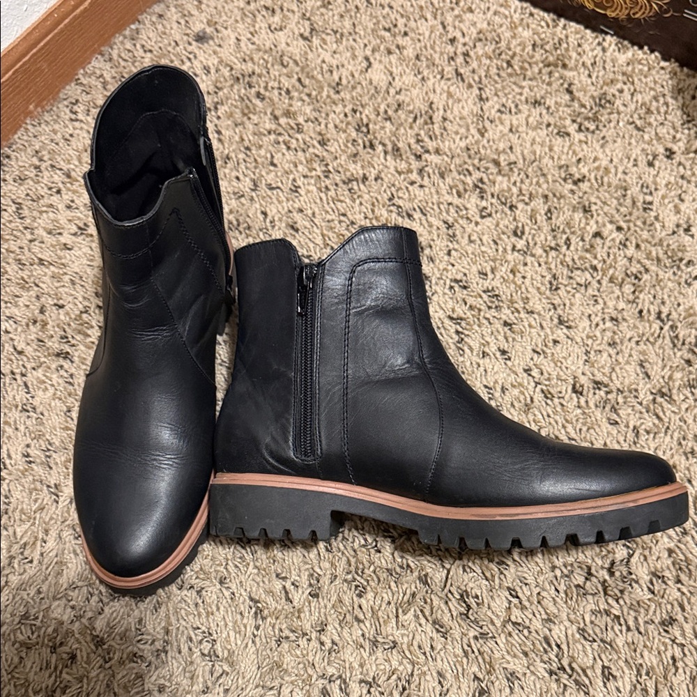 Black Ankle Boots with Brown Sole